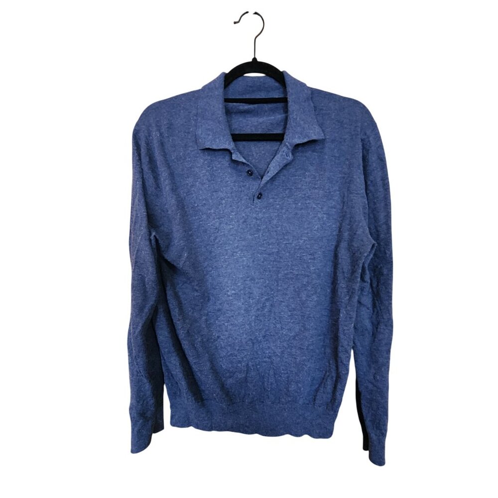Zara Mens Blue Long-Sleeve Polo Sweater Size L